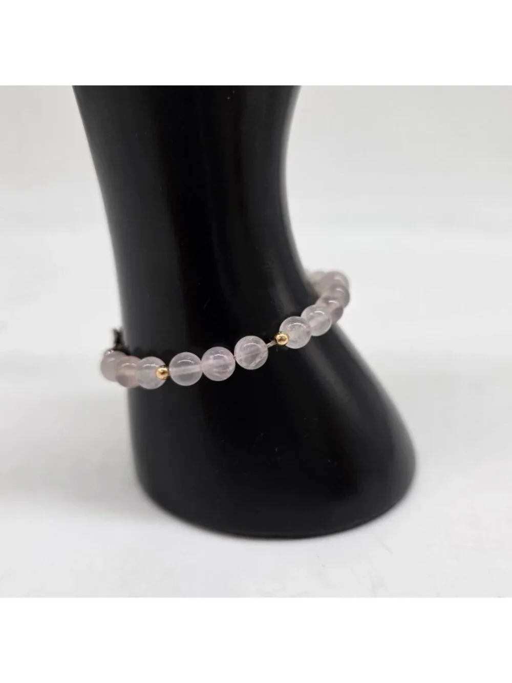 Rose Quartz Bracelet Gold Tone Beads With Lobster Clasp Closure - Picture 3 of 8